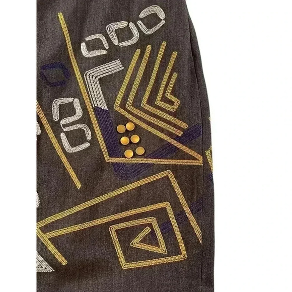 Peter Nygard Women's Gray Embroidered Geometric Straight Skirt Size-8 - Picture 7 of 9